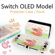 For Nintendo Switch OLED Cute Cartoon Pattern Protective Case Adjustable Stand Controllers Shell Dock Detachable Anti-Scratch Hard Case Fit Switch Oled Model Case