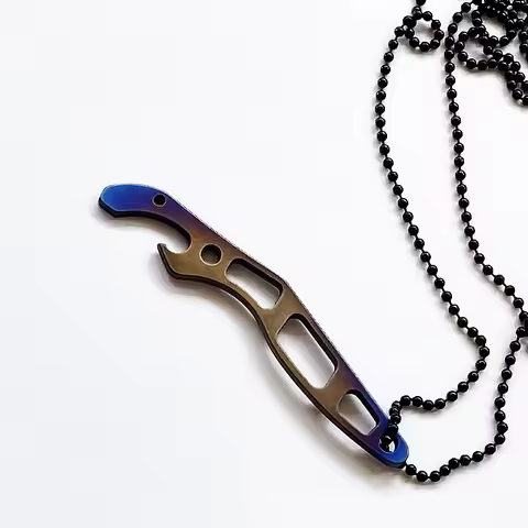 6AL-4V Titanium EDC Mini Portable Bottle Opener, Necklace Pendant Key Charm, Pocket Card Multi Tool