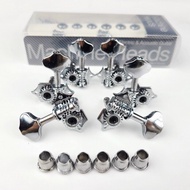 WK-WILKINSON WJ-28N 3R3L Vintage Chrome Silver Open Butterbean Guitar Tuners Machine Head Parts 19:1