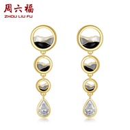ZHOU LIU FU 周六福 ต่างหูเงินสเตอร์ลิง S925 ต่างหู Cubic Zircon สังเคราะห์ J0912881