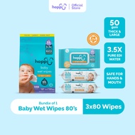 [Upgraded Formula] Hoppi Premium 99% Baby Water Wipes (80 Wipes x 3 Packs)