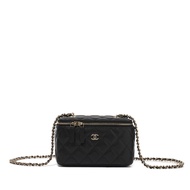 Chanel Black Quilted Caviar Long Vanity Case Gold Hardware, 2024