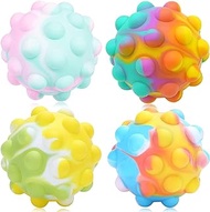 USLA 4 Pcs Pop Ball Its Bulk Fidget Ball Fidget Toys Stress Balls for Babies, 3D Pop Bubble Stress Relief Sensory Toys Tie Dye Squeeze Squishy Balls for Class Prize