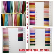 sale Kain Satin Velvet Roll / Bahan Satin Velvet Roll / Satin Velvet