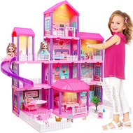 beefunni Doll House, Dream Dollhouse for Girls,Doll Houses 4-5 7-8 Year Old with 4 Stories -11 Rooms