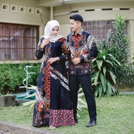 gamis batik kombinasi polos gamis batik wanita pekalongan - hitam all size