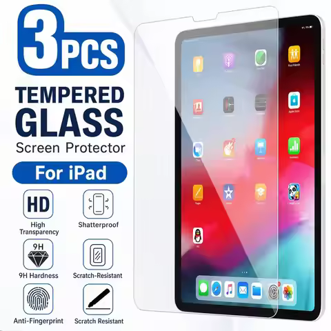 3Pcs Tempered Glass Film For Apple iPad 10th 9th 8th 7th Mini 6 5 4 3 For Apple iPad Air 5 4 3 Pro 1