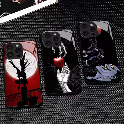 N-Notes D-Deaths Anime Ryuk Glass Phone Case for iPhone 16 17 15 14 13 Pro Max 12 11 16E XS 7 Plus A