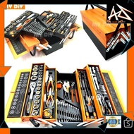 MALAYSIA UP📣 85pcs tools set Cantilever Metal Tool Box Set 5 Tier 85pcs Socket Set 1/4" & 1/2" Spann