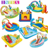 สระว่ายน้ำสำหรับเด็กสำหรับเด็ก (สินค้าสำหรับเด็ก) การออกแบบธีม INTEX พร้อมด้วยสไลเดอร์สนามเด็กเล่น Kolam Renang Budak