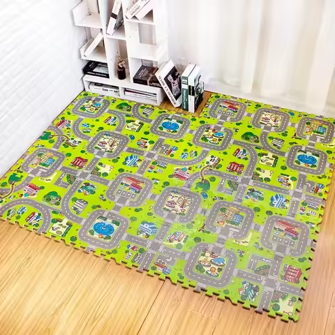 New 9pcs/lot Baby EVA Foam Play Puzzle Mat City Traffic Interlocking Exercise Tiles Floor Carpet And