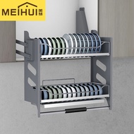 Hanging Cabinet Lift Dishes Pull Basket Kitchen Cabinet Stainless Steel Dish Rack Drain Pull-Down Wall Cabinet Dish Basket Damp