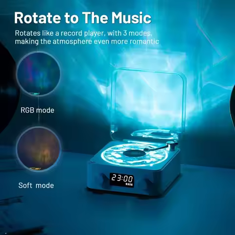 Waves Vinyl Player Bluetooth Speaker with White Noise Retro Turntable Speaker Sleep Aid Vitrola Shap