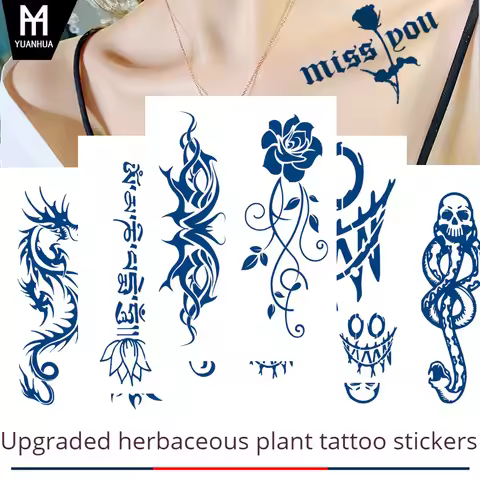 Herbal Plant Tattoo Stickers Last For 7-15 Days And A Half Permanent Temporary Tattoos Stickers Size