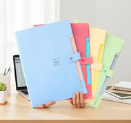 Korean-style stationery with 5 dividers, clear separation. Pouch file pouch briefcase style smiley c