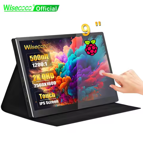 Wisecoco 9 Inch 2K Raspberry Pi 4 Touch Monitor 2560x1600 USB C IPS Second Portable Monitor Game for