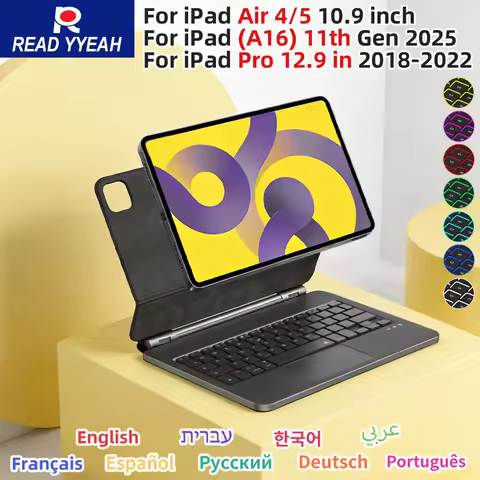2025 Magic Keyboard For iPad 10 Gen Air 4 5 10.9in iPad Case 2024 Air 13 M3 M2 Pro 11 12.9 2018-2022