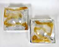 義大利 1960 年 Mazzega Murano 玻璃抽象壁燈一對