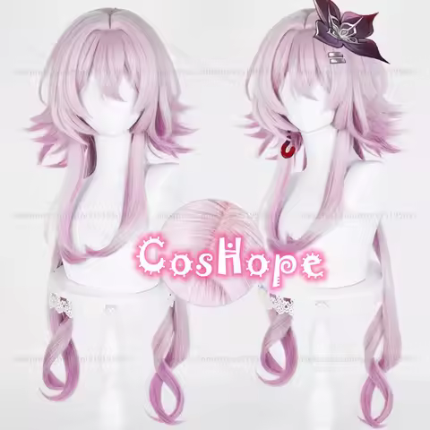 HSR March 7th Evernight Cosplay Wig 100cm Pink Purple Wig Heat Resistant Synthetic Wigs for Hallowee