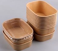 50 cái hộp bento chữ nhật kraft size 750ml hoặc 1000ml nắp trong