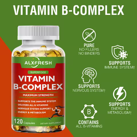 B-Complex Vitamins (B12 B1 B2 B3 B5 B6 B9 Folic Acid &Biotin) Capsule Liver, Immune System, Energy S