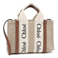 CHLOE蔻依 手提斜挎包帆布包 迷你款 C22AP237I26 米色&amp;白色&amp;棕色 1个