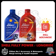 SHELL ADVANCE 4T LONGRIDE 10W40 SHELL ADVANCE POWER 15W50 ENGINE OIL FULLY SYNTHETIC / MINYAK HITAM SHELL FULLY SYNTHE