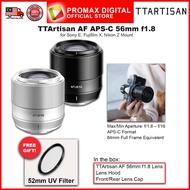 TTArtisan APS-C AF 56mm f1.8 Large Aperture Camera Lens for E X and Z Mount ttartisan