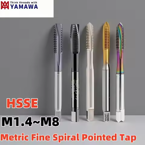 1PCS YAMAWA metric fine teeth Spiral Pointed Tap M1.4 M1.7 M2 M3 M4 M5 M6 M7 M8 0.2 0.25 0.5 0.75 TC