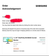 Samsung 34" ViewFinity S6 S65UC Curved Monitor 曲面顯示器