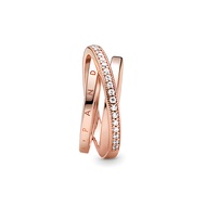 【100% Genuine】Pandora Exquisite Staggered Pave Three-Ring Set for Women