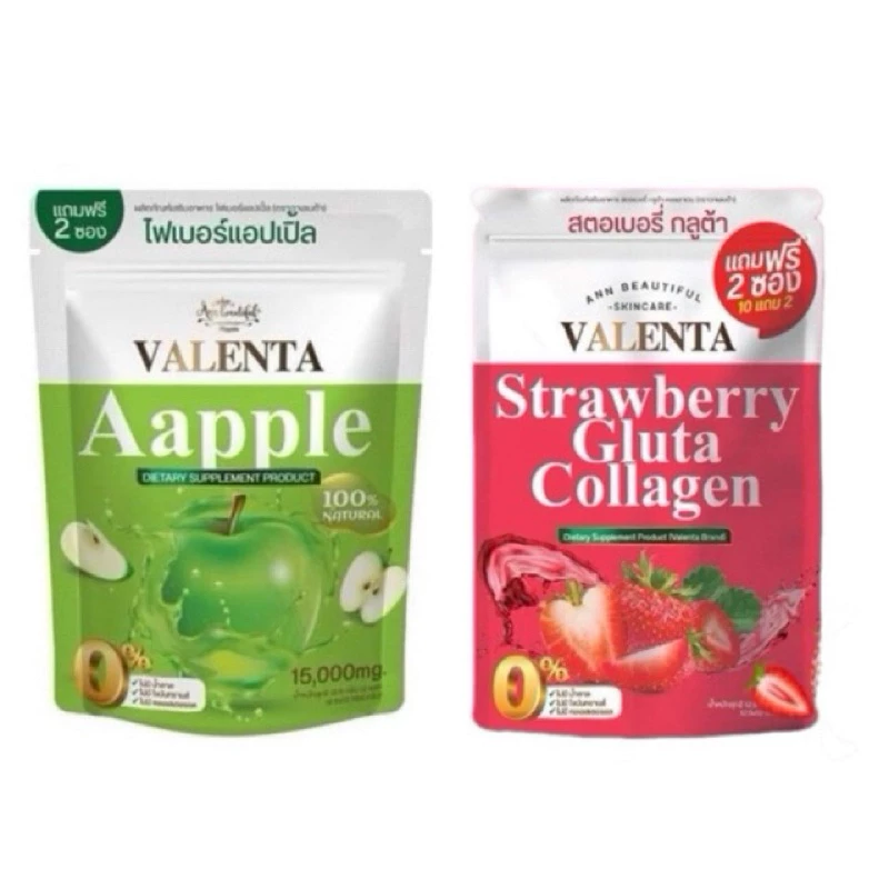 1     ถุง    ไฟเบอร์  แอปเปิ้ล วาเลนต้า Valenta  Fiber Apple&amp; Valenta Glula Strewrry  วาเลนต้า สะตอ เบอรี่  1 ถุง มี 12