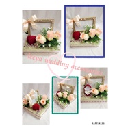 gubahan frame mas kahwin c/w bekas cincin(doublering)-peachgold