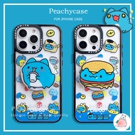 Cute Hamburg Bugcat Capoo Cat Holder Stand Wireless Charging Phone Case Compatible for iPhone 16E 15