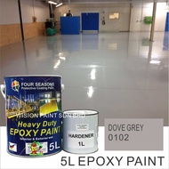0102 DOVE GREY ( 5L EPOXY FOUR SEASONS  ) Paint Epoxy Floor Paint Coating 5 LITER ( Cat Lantai Simen Epoxy mici )