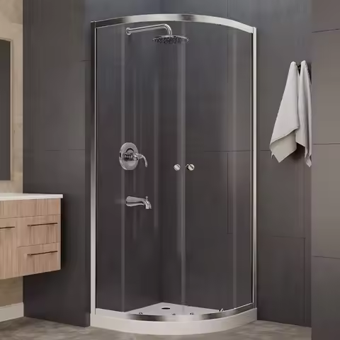 Framed Shower Door 76" x 35" with Sliding, Brushed Nickel, Water Repellent Glass Shower Door Rollers