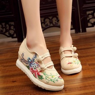 Hibiscus Old Beijing Cloth Shoes Women's Mother Shoes Embroidered Shoes Square Dance Ethnic Style Women's Shoes Single Slope Dance Shoes