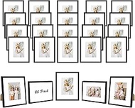 JCJMY 25 Packs 8x10 Picture Frames, Display 5x7 with Mat or 8x10 Without Mat, Gallery Wall Frame Set