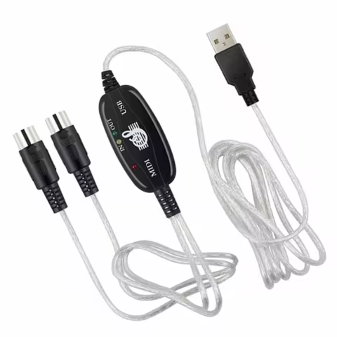 5 Pin MIDI to USB Converter IN-OUT Keyboard to PC Converter MIDI Interface Cable Portable Instrument