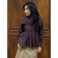 (SAY KARRA) Aileen Blouse | Women's Fitted Pleated Blouse