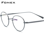 FONEX แว่นตาแว่นสายตาสั้นทรงกลมสไตล์วินเทจสำหรับผู้ชายกรอบแว่นตาไททาเนียม F85732แว่นกันแดดสไตล์เรโทรไททันแบบใหม่