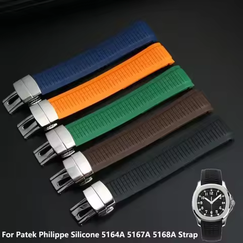 Rubber Watchband Aquanaut Fits For Patek Philippe Silicone 5164A 5167A 5168A 21mm Folding Buckle Wat