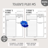 Today's Plan Simple Minimalist M5 Binder Paper Refill Planner Book
