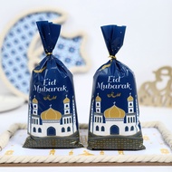 50pcs Cookie Packing Plastic Bags Eid Mubarak Decor Candy Bag Eid Kareem Ramadan Decor for Home Isla