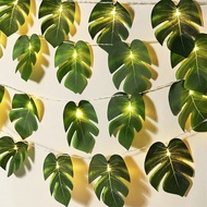 20LED Monstera Leaves LED String Lights Artificial Leaf Light Birthday Hanging Vine Party Beach Theme Home Garden Decorations Fairy Lights