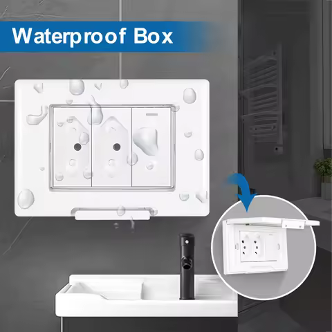 SRAN 10A 20A Brazil Standard Socket 1gang 2way Switch, 118 Type Waterproof Box Transparent Cover