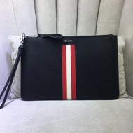 Bally Clutch Bag Men's Envelope Genuine Leather Striped Cowhide Mobile Phone