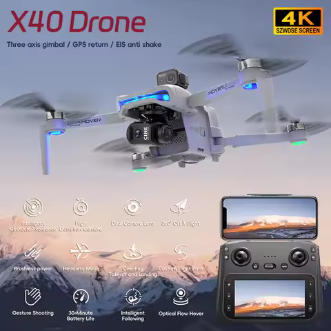New X40 Max Drone 4K Professional HD Camera 3-Axis Gimbal Aerial 4.5-Inch Large Screen Obstacle Avoi