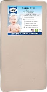 Sealy Nature Couture Cotton Bliss Waterproof 2-Stage Toddler &amp; Baby Crib Mattress - 204 Premium Coils, 51.7” x 27.3"