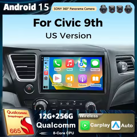 Android 15 Multimedia Player For Honda Civic 9 9th US Sender Coupe Car Radio 2k Screen Navigation GP